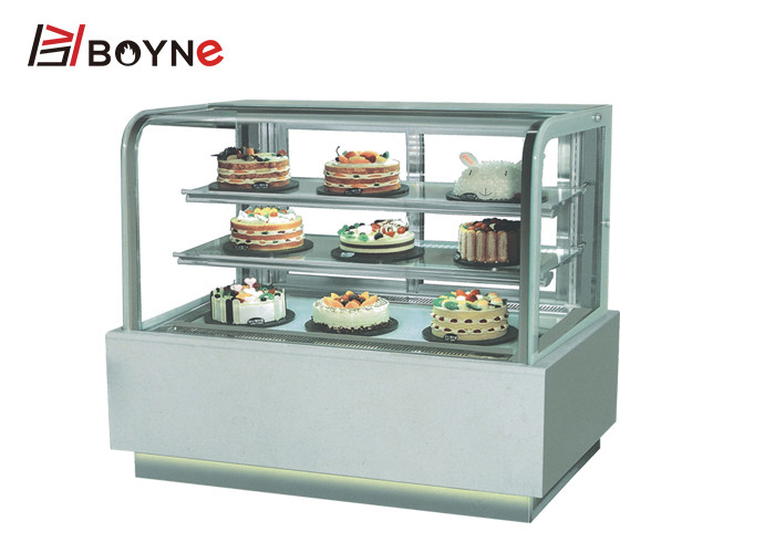Bakery Shop 90 ° Glass Chiller Cake Showcase Air Cooling
